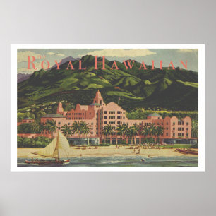Vintage hawaiii Art Deco travel Poster