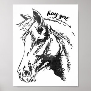 Vintage Hay Girl. Horse Show Jumping Western Ridin Poster