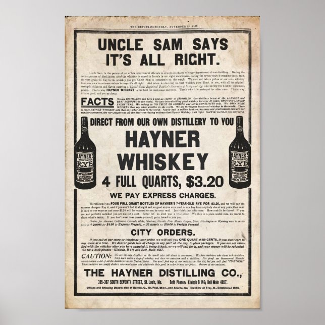 Vintage Hayner Whiskey Print (Front)