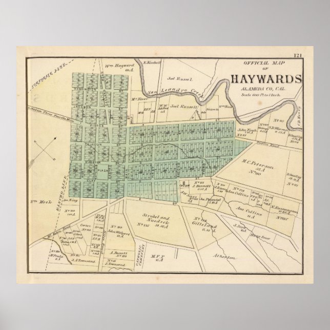 Vintage Hayward CA Map (1878) Poster (Front)