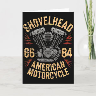 Vintage Hd Motorcycle Vtwin Shovelhead Engine Draw Card