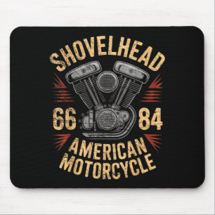 Vintage Hd Motorcycle Vtwin Shovelhead Engine Draw Mouse Mat