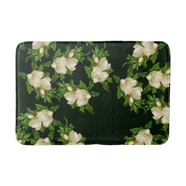 Vintage Heade Giant Magnolia Flower Blossoms Bath Mat (Front)