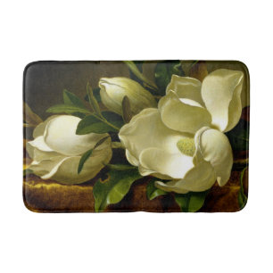 Vintage Heade Magnolia Flowers Gold Velvet Bath Mat