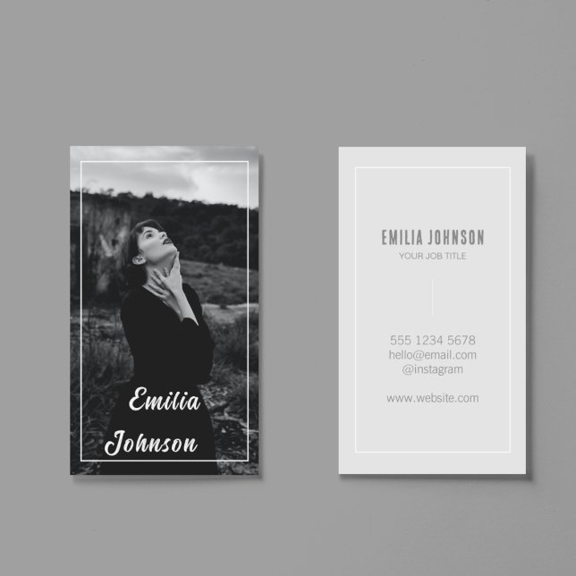 Vintage Headshot Black & White Model Photo  Business Card (Creator Uploaded)