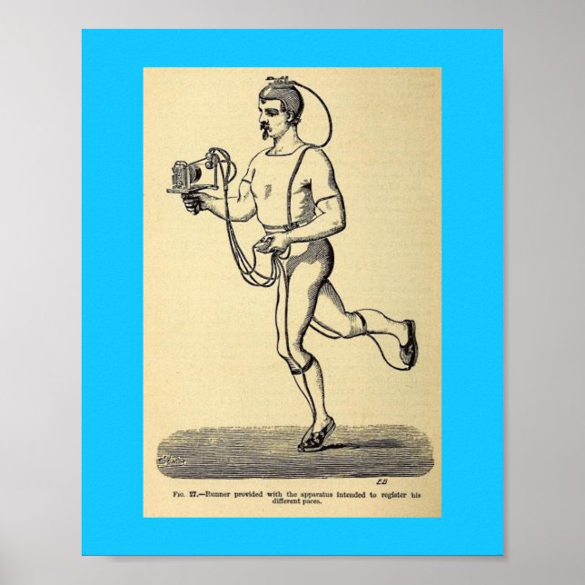 Vintage Health 1874 Pedometer Step Counter Drawing Poster (Front)