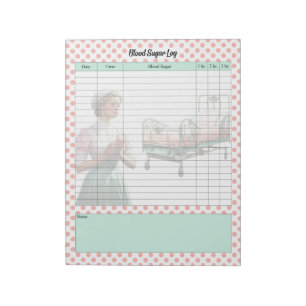 Vintage Healthcare Blood Sugar Log  Notepad