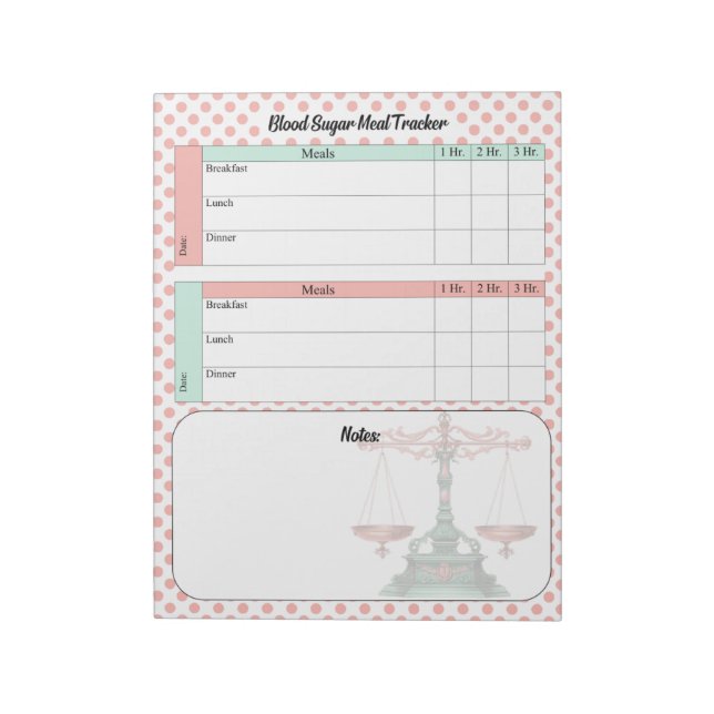 Vintage Healthcare Blood Sugar Log Notepad (Rotated)