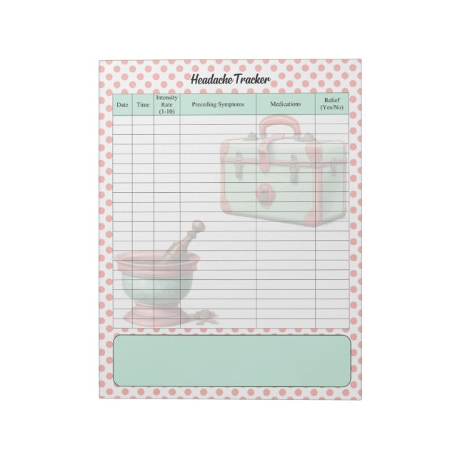 Vintage Healthcare Headache Tracker Notepad (Rotated)