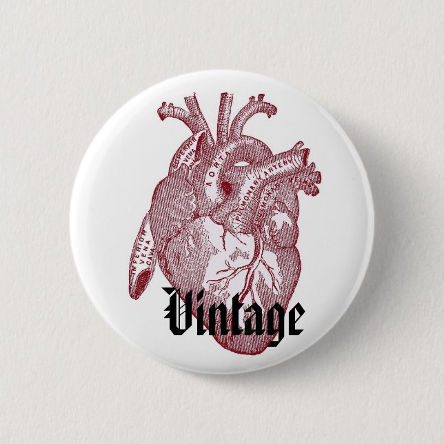 Vintage Heart 6 Cm Round Badge (Front)