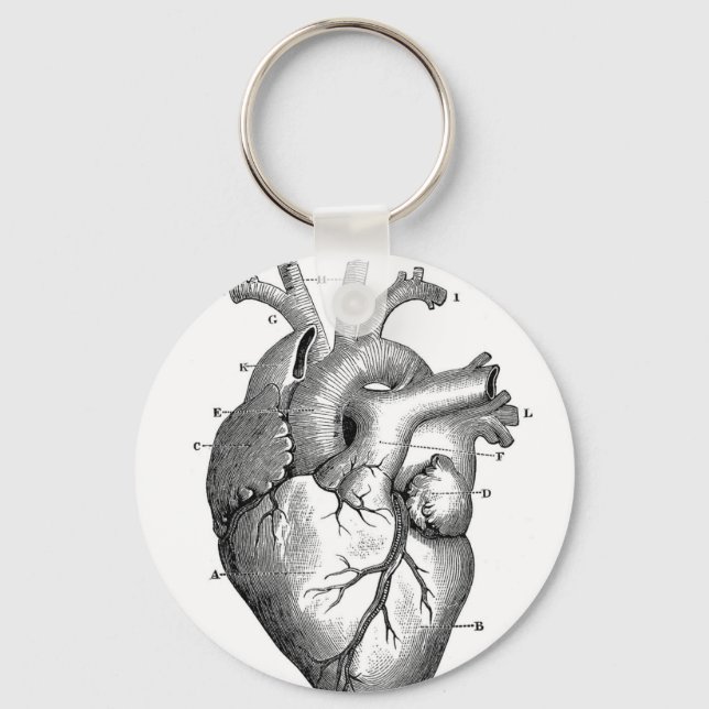 Vintage Heart Anatomy | Customizable Key Ring (Front)
