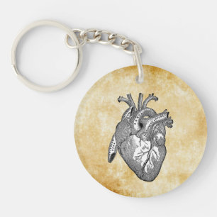 vintage heart anatomy key ring