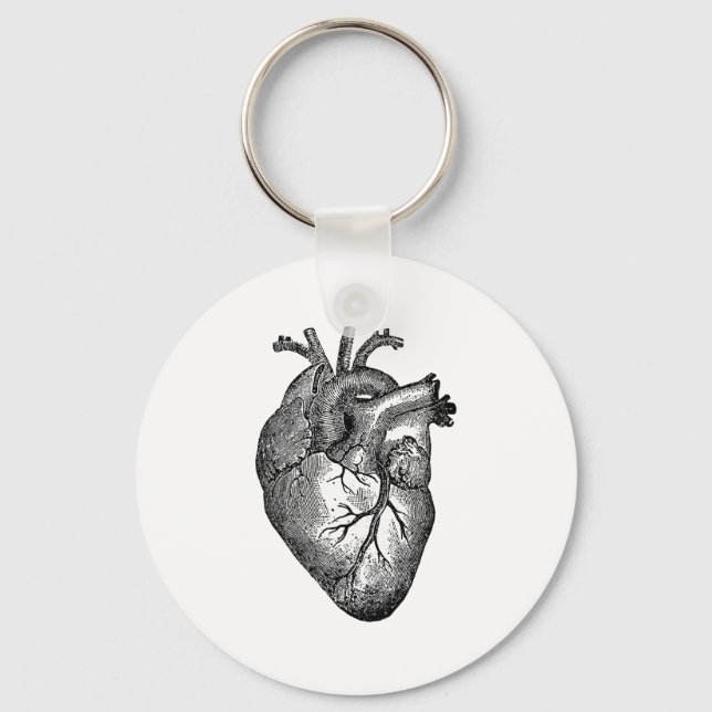 Vintage Heart Anatomy Key Ring (Front)