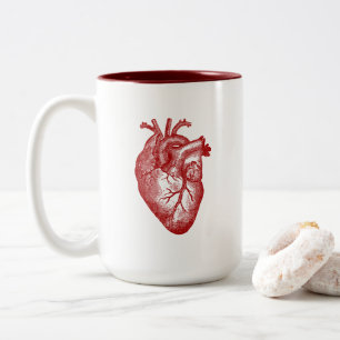Vintage Heart Anatomy Two-Tone Coffee Mug