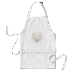 Vintage Heart and Roses Ecru Standard Apron