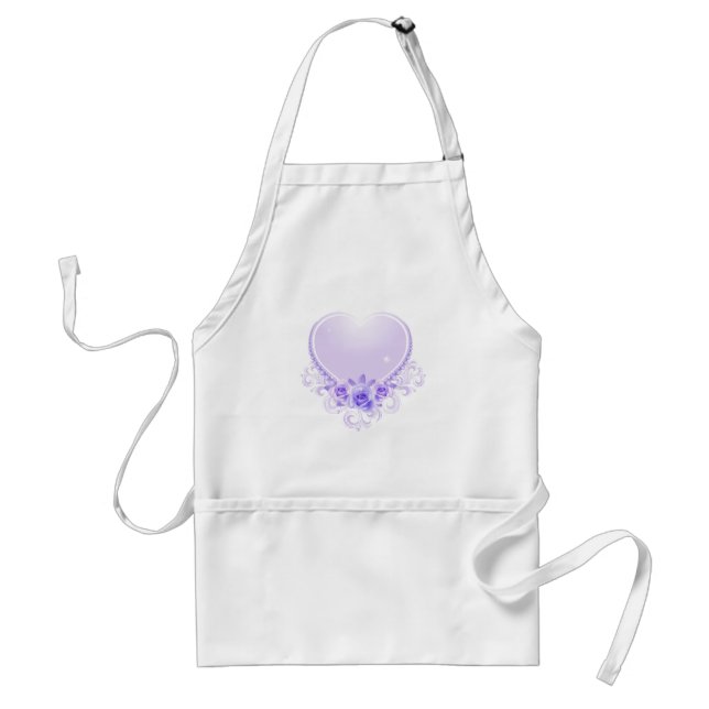 Vintage Heart and Roses Lavender Standard Apron (Front)