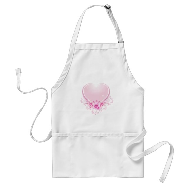 Vintage Heart and Roses Pink Standard Apron (Front)