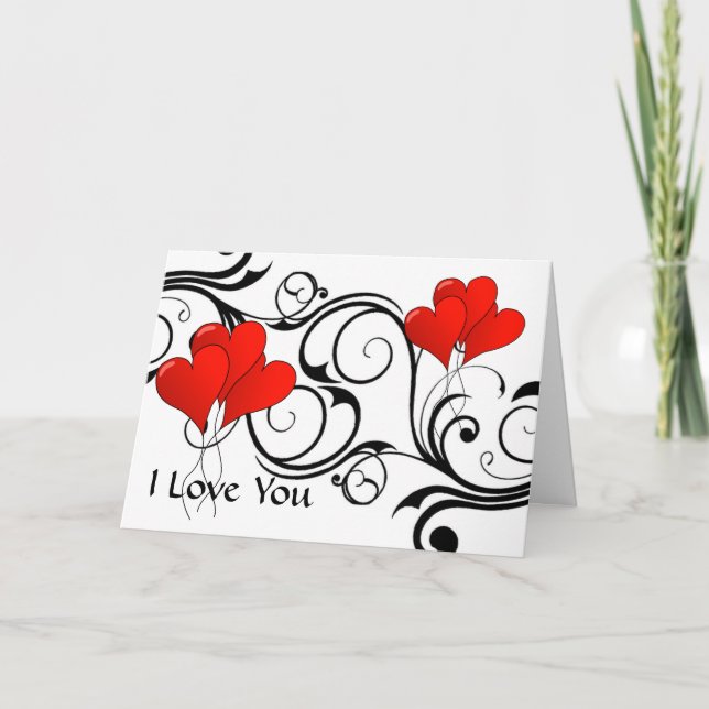 Vintage heart-ballons - Customised Card (Front)