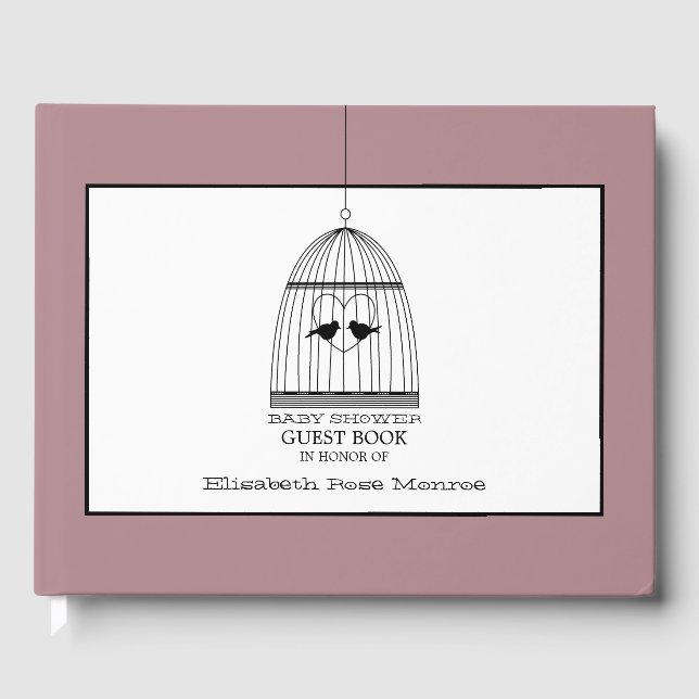 Vintage Heart Birdcage Baby Shower Guest Book (Front)