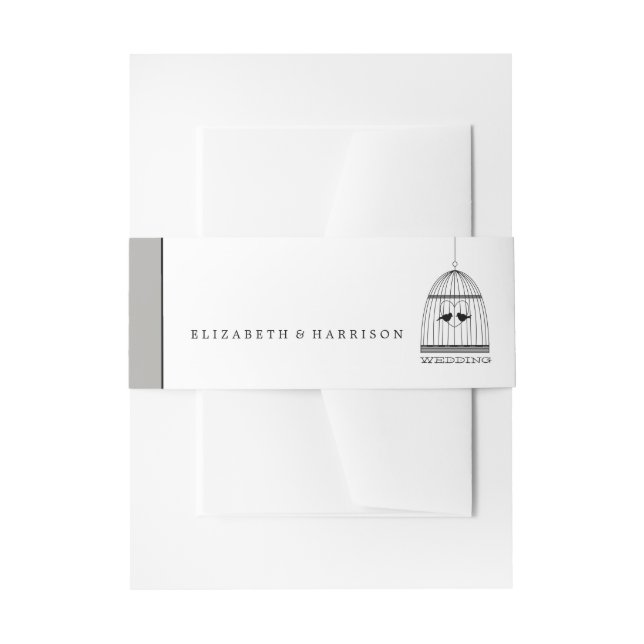 Vintage Heart Birdcage Wedding Invitation Belly Band (Front Example)