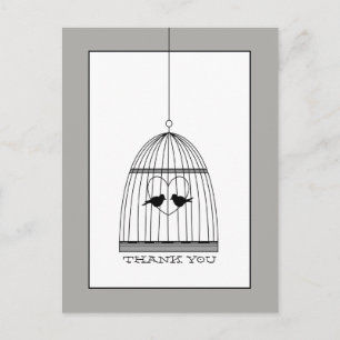 Vintage Heart Birdcage Wedding Thank You Postcard