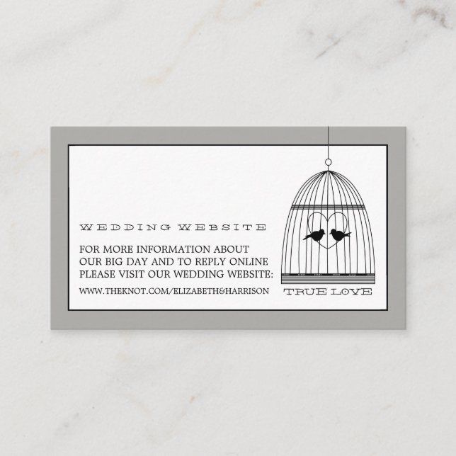 Vintage Heart Birdcage Wedding Website Enclosure Card (Front)