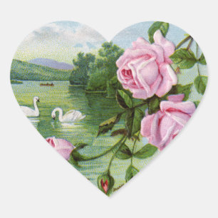 Vintage Heart Birthday Stickers