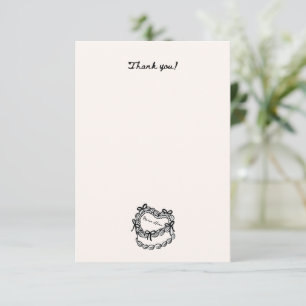 Vintage Heart Cake Custom Name Thank You Card