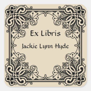 Vintage Heart Corners Bookplate Square Sticker