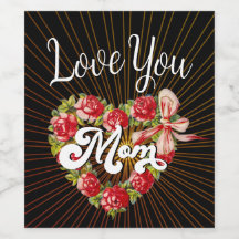 Vintage Heart Floral Love You Mum Black