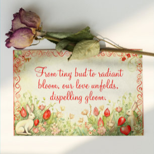 VINTAGE HEART FRAME LOVE QUOTE BUNNY AND FLORAL  HOLIDAY POSTCARD