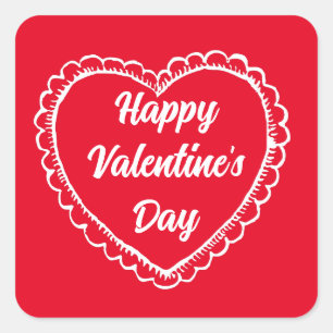 VINTAGE HEART HAPPY VALENTINE'S DAY DESIGN  SQUARE STICKER