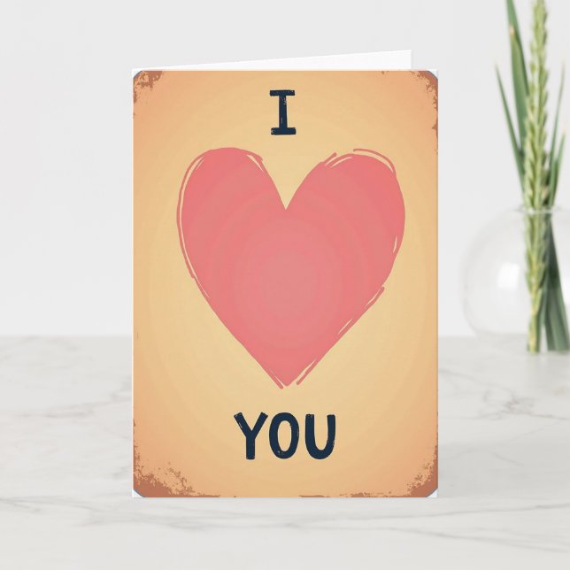 Vintage Heart I Love You Card (Front)