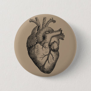 Vintage Heart Illustration 6 Cm Round Badge