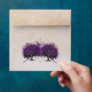Vintage Heart Leaf  Tree Peachy Damask Envelope