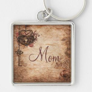 Vintage Heart, Lock & Key Mum Key Chain