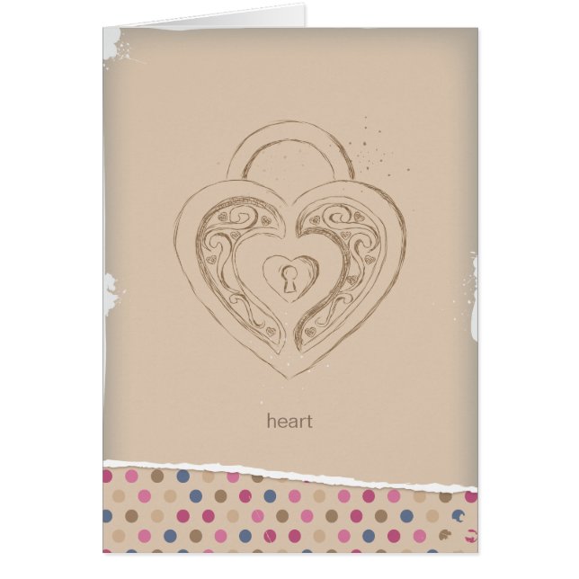 Vintage Heart lock with polka dots (Front)