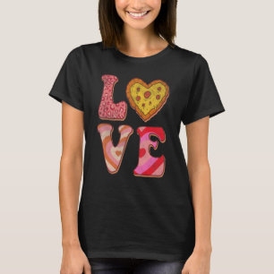 Vintage Heart Love Pizza Food Lover Groovy Valenti T-Shirt