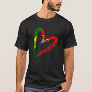 Vintage Heart Love Portugal Portuguese Flag Portug T-Shirt