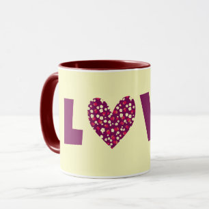 Vintage Heart Magenta Mug Love Cup