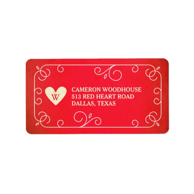 Vintage Heart Monogram Label (Front)