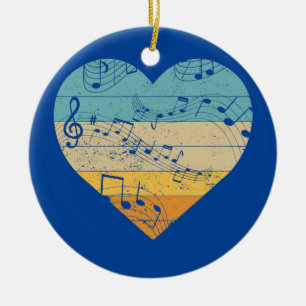 Vintage Heart Music Notes Teacher Ceramic Tree Decoration