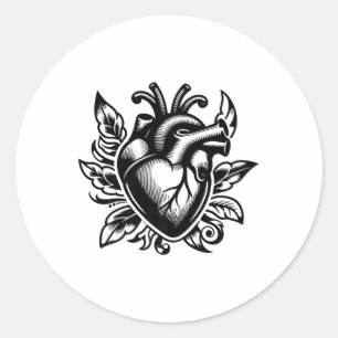 Vintage Heart Old-school Love Tattoo Style Valenti Classic Round Sticker