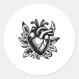 Vintage Heart Old-school Love Tattoo Style Valenti Classic Round Sticker