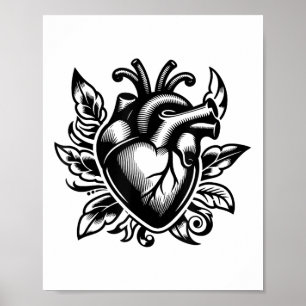 Vintage Heart Old-school Love Tattoo Style Valenti Poster