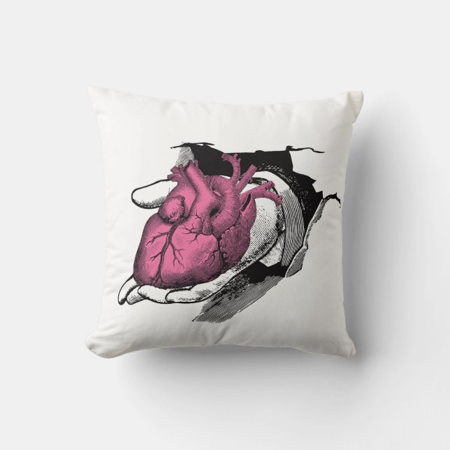 Vintage Heart On Hand Through Crack Cushion (Front)
