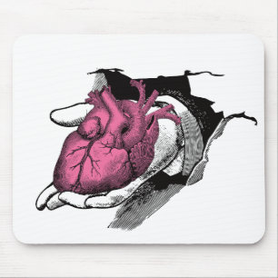 Vintage Heart On Hand Through Crack Mouse Mat