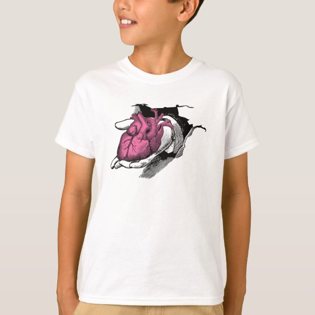 Vintage Heart On Hand Through Crack T-Shirt (Front)