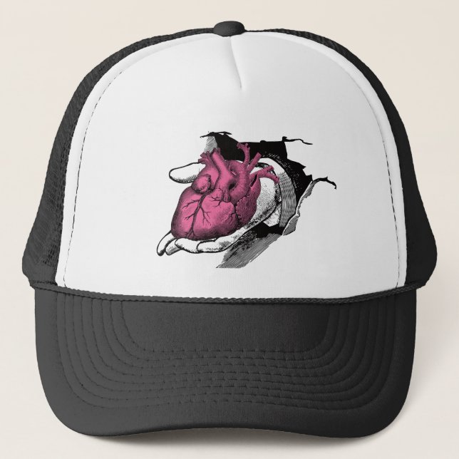 Vintage Heart On Hand Through Crack Trucker Hat (Front)