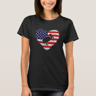 Vintage Heart Pelican Animal Retro Us American Fla T-Shirt